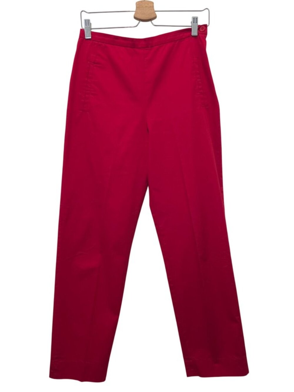 Weekend Max Mara Red 100% Cotton Straight-Leg Pants Women's Sz 8 - Made In Italy